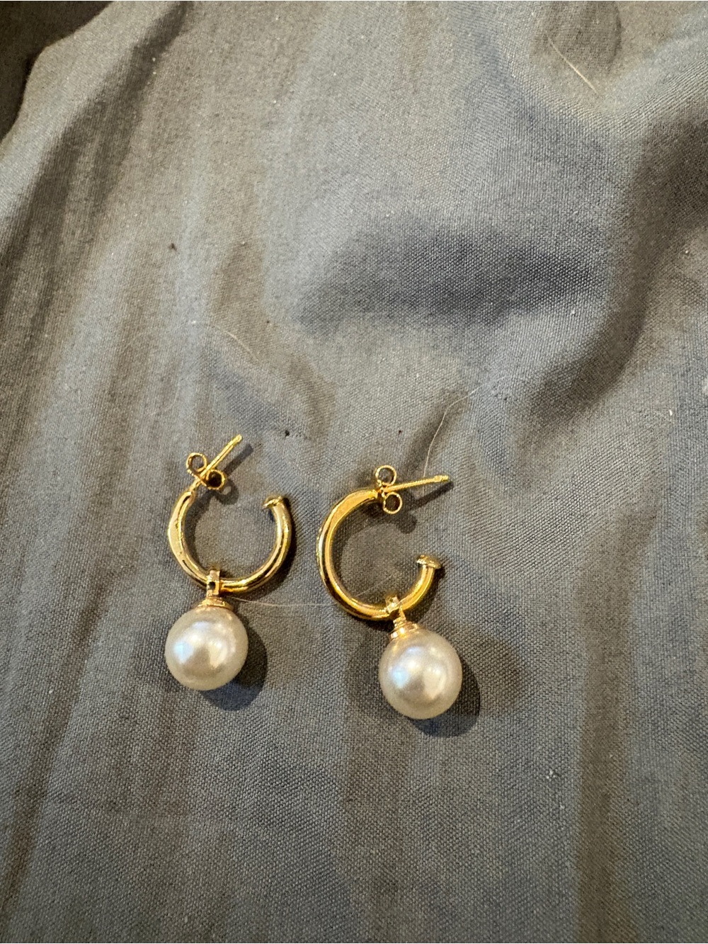 Gold Hoop Pearl Drop Earrings - Classic Women Jewelry